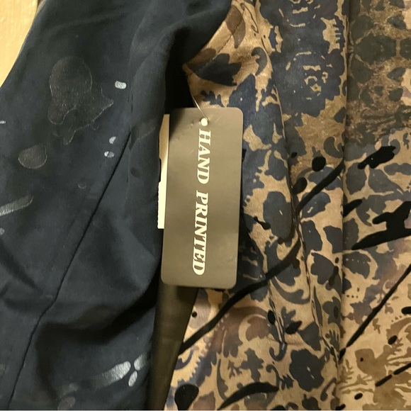 🌀🏷️🆕🎉 black & navy & gold metallic abstract design collar open jacket blazer - Picture 15 of 16